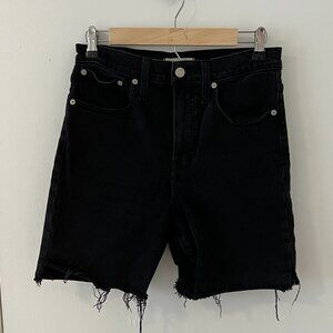 Madewell Black Distressed Denim Bermuda Shorts